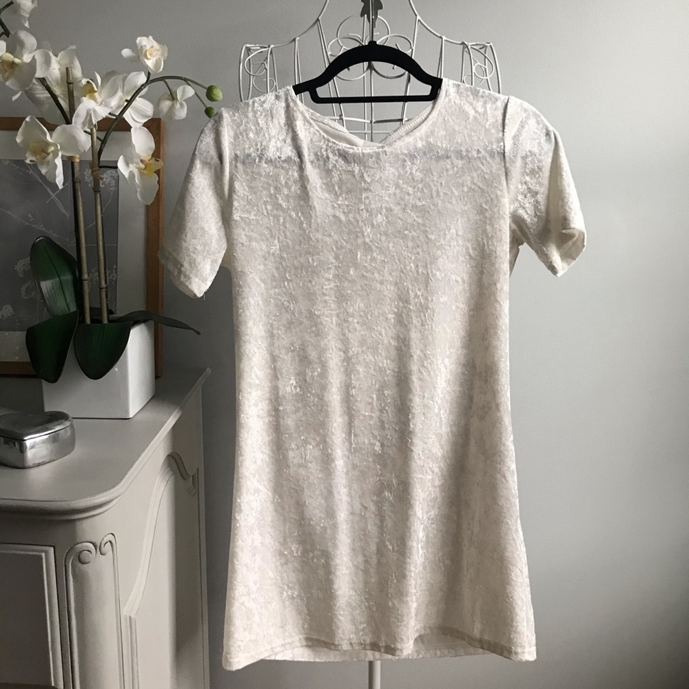 White Crushed Velvet Mini Dress